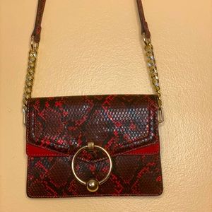Red Faux Leather Snake print handbag | Topshop